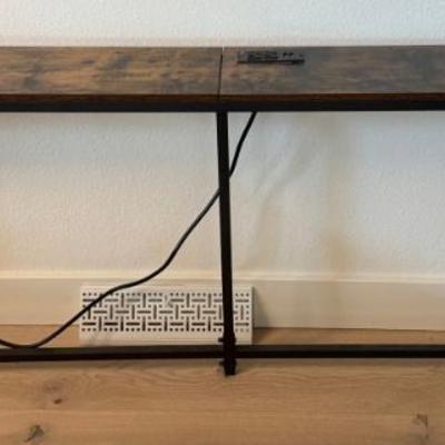 72 Inch Sofa Table Wood Top With Metal Legs (2) Plus And (2) Adapter Plugs On Top 
