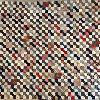 Vintage Machine Stitched And Hand Stitched Bow Tie Quilt Topper 90 X 81