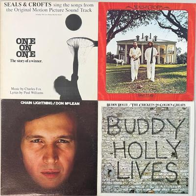 (4) Vintage Vinyl Albums - Don McLean Chain Lightning, (2) Seals & Crofts, Buddy Holly Lives
