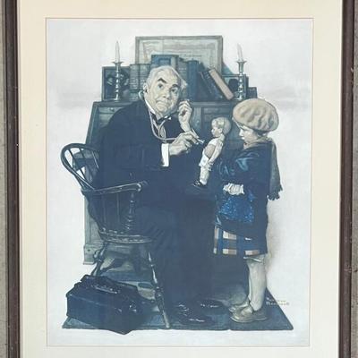 Norman Rockwell Doctor Print With Wood Frame 