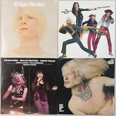 (4) Vintage Edgar Winter Group Vinyl Albums - They Only Come Out At Night 1972, Shock Treatment 1974, And More