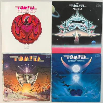 (4) Vintage Tomita Vinyl Albums - Firebird 1976, Planets 1976, Cosmos 1978, Bermuda Triangle 1979