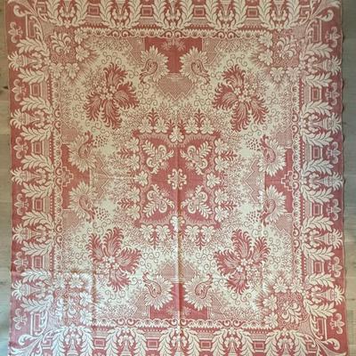 Early Antique Tapestry Woven Coverlet (as Is) 72 X 80