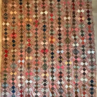 Antique Patchwork Hand Stitched Quilt Top 66 X 76