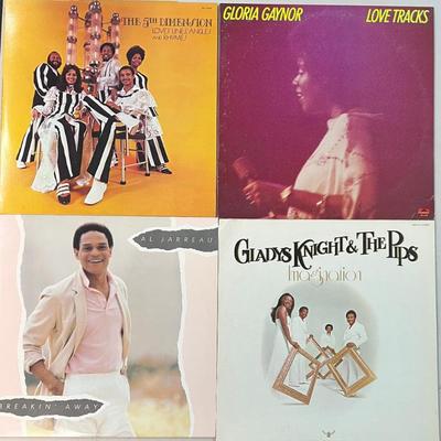 (4) Vintage Vinyl Albums - Gladys Knight & The Pips, Gloria Gaynor, Al Jarreau, And The 5th Dimension 