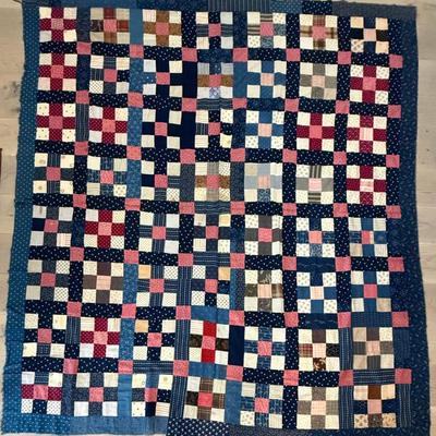 Vintage Patchwork Machine Stitched Quilt Topper (as Is) 72 - 78