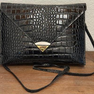 Vintage Vivace Black Faux Alligator Handbag