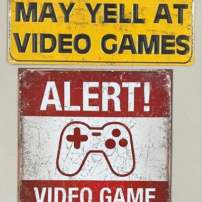 (2) Metal Video Game Signs 