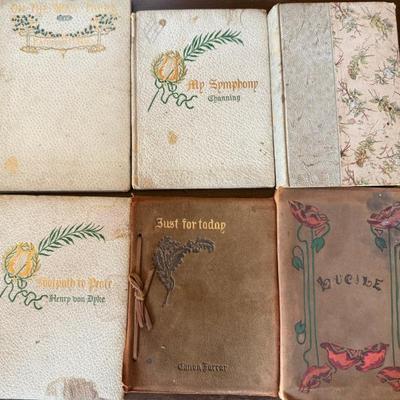 (6) Antique Books - Lucile Leather Bound - My Symphony - On The Way There - Just For Today 