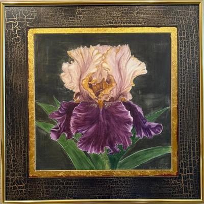 Hanlie Wessels 1999 Framed Original Water Color Purple Iris