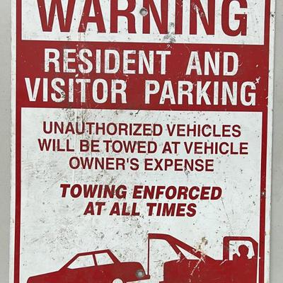 Genuine Metal 18 X 24 Inch Resident And Visitor Towing Sign 