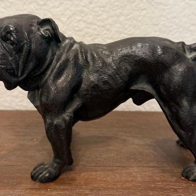 Vintage Bronze Tone Metal Bull Dog Figurine
