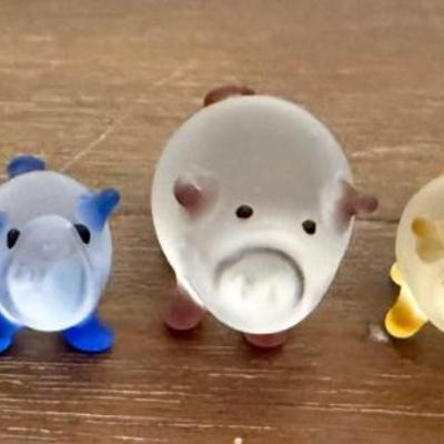 (5) Miniature Frosted Glass Pigs 