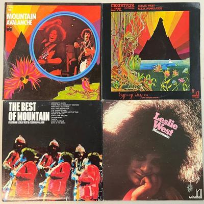 (4) Vintage Leslie West Mountain Vinyl Albums - Avalanche 1974, Live1972, Best Of, And More