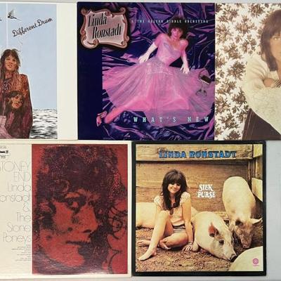 (5) Vintage Linda Ronstadt Vinyl Albums - Silk Purse, Different Drum, What's New, Don't Cry Now, And More