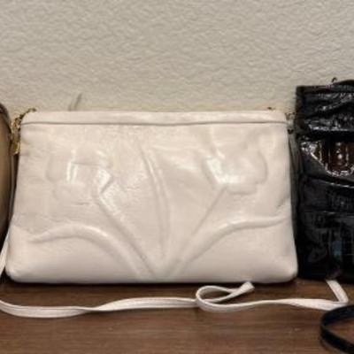 (3) Vintage Handbags - Woven Anne Klein For Caldron - Brio Patent Leather & Tano Italy Embossed White Leather