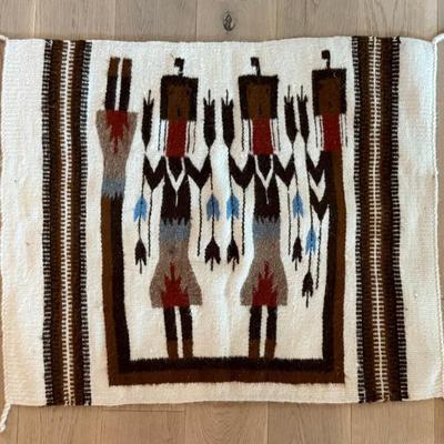 Vintage Handwoven Wool Mexican YEI Rug Wall Hanging