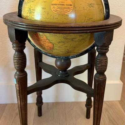 Philips 12 Inch Terrestrial Globe Principal Steamship Routes W Distance In Nautical Miles  With Wood Stand 