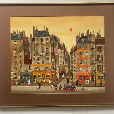 Lithograph  Is A "Paris Caf Street Scene" By Michel Delacroix. 