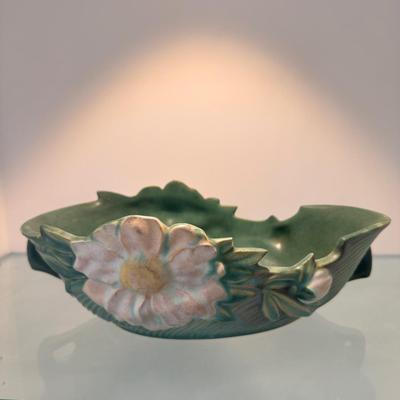 Roseville Pottery 430-10” White Rose Console Bowl 