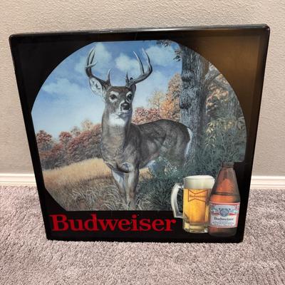 Vintage Budweiser Deer Beer Sign Light Up Bar Display 