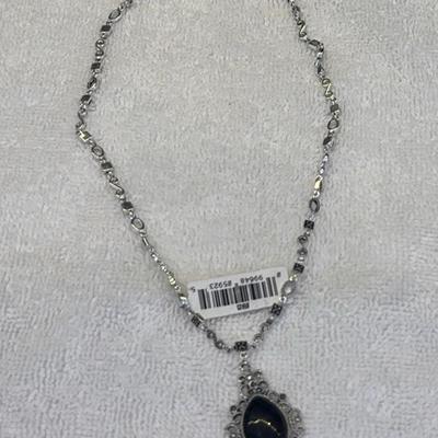 Sterling Silver And Onyx Necklace 