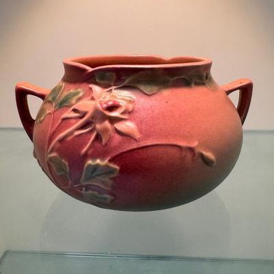 Roseville Pottery Clematis 399-6” Rose Pink Jardiniere Bowl