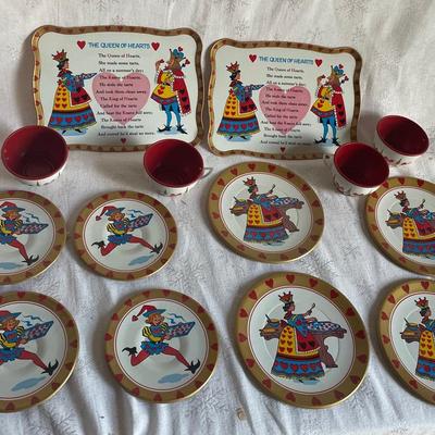 Vintage Children’s Queen Of Hearts Tea Set & Apron (adult)
