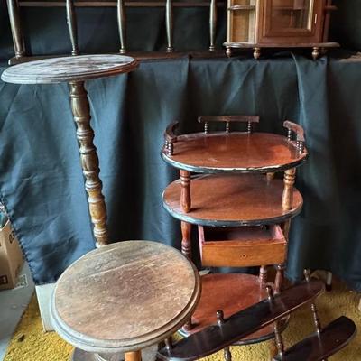 Vintage Dark Wood Decor - Shelves + Plant Stands 