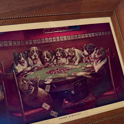 Vintage “Dogs Playing Poker” Framed Print Set