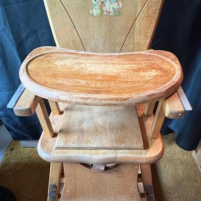 Vintage Wooden High Chair (1950s)
