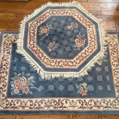 Pair (2) Matching Handmade Wool Pile Chinese Area Rugs (Chen Chu)