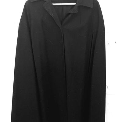 Pendleton Black Wool Cape Plus Silver Fox Collar 