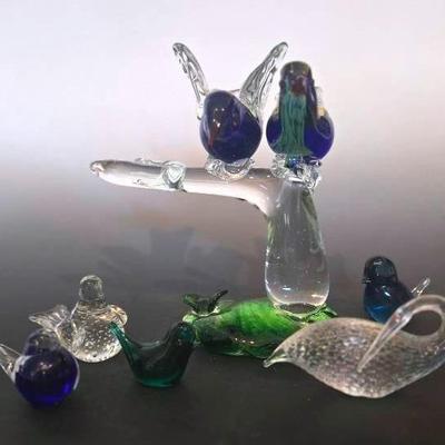 Glass Bird Figurines With Murano
