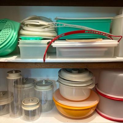 Tupperware Vintage Lot (2 Of 2) With Canisters, Cake Plates, Etc