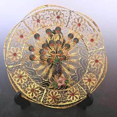 Vintage 8" Chinese Filigree Cloisonné Plate 