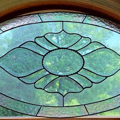 Clear Leaded Glass Oval Hanging Window Panel