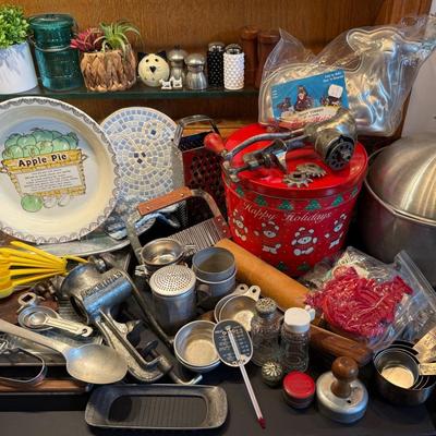Vintage Kitchen Collectibles With Gadgets, Cookie Cutters, Salt & Pepper Shakers, Etc