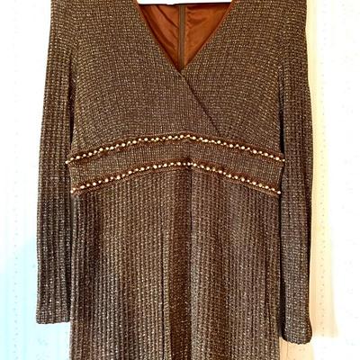 1970s Metallic Knit Maxi Dress