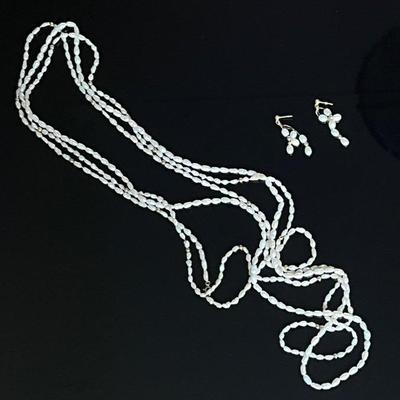 14K Yellow Gold Baroque Pearl Necklaces (3) and Matching Earrings 