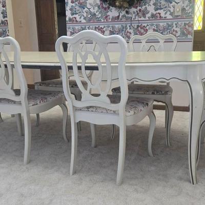 French Provincial Dining Table, 6 Chairs By Bassett