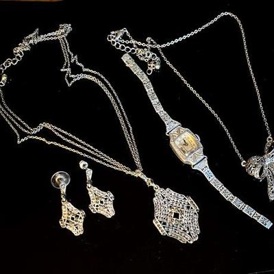 Marcasite Jewelry and Bulova Watch, Vintage 