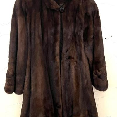 Mary McFadden Brown Mink Hooded Swing Coat from Kotsovos Furs