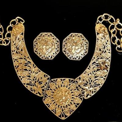 Jose Maria Barrera For Avon “Falling Leaves” Goldtone Demiparure 