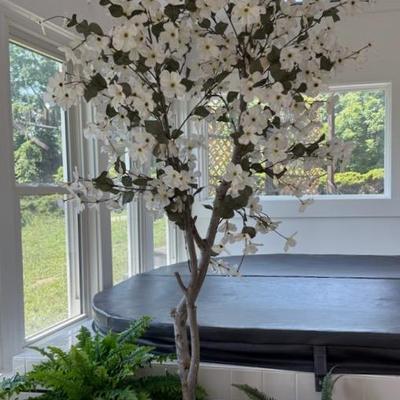 Faux Houseplants (3) With Large Potted Cherry Blossom Tree