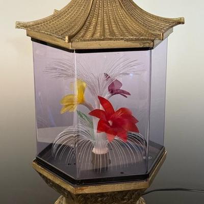 Vintage Fiber Optic Pagoda Lamp - Lights Up And Rotates