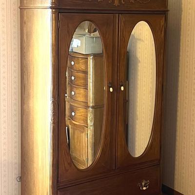 Victorian Style Oak Entertainment Armoire
