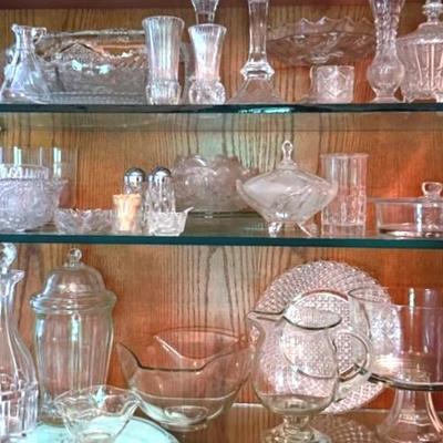 Cut Glass & Clear Crystal Cleanout Lot With Candle Sticks, Compotes, Vases & More