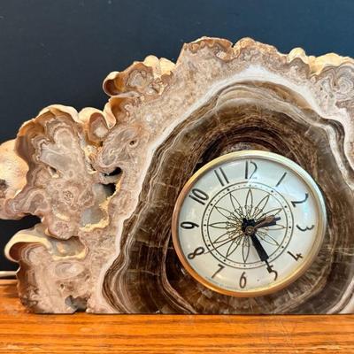 Vintage Cut & Polished Agate Geode Slice Clock, Working