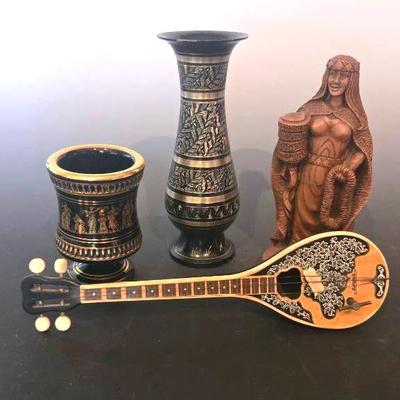 Grecian Decor With Vintage 11" Mandolinl Music Box